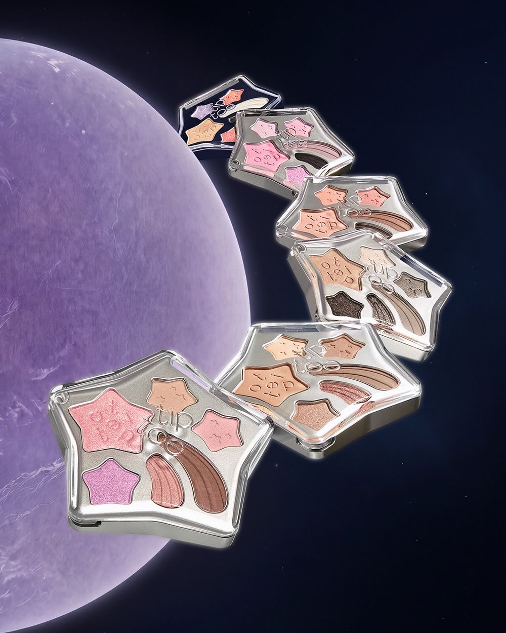 太妍彩妝愛牌斷貨級爆品登場！tiptoe把銀河系濃縮進「星星眼影盤」，眼妝、打亮、腮紅一盤搞定，韓女大推實用到想包色！-4