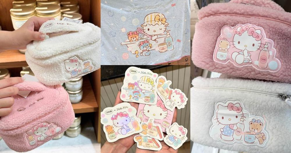 2026 SABON週年慶首度聯名Hello Kitty！明星三部曲夢幻禮盒88折，限定滿額贈毛毯、絨毛化妝包萌翻了！-1