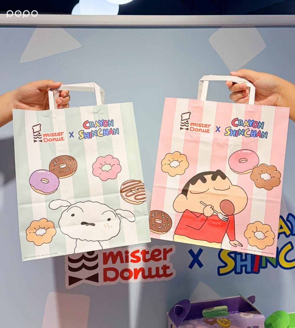 Mister Donut跟蠟筆小新聯名了！超可愛「小白甜甜圈&小新波堤」Q到捨不得吃、還有限定購物袋要收！-6