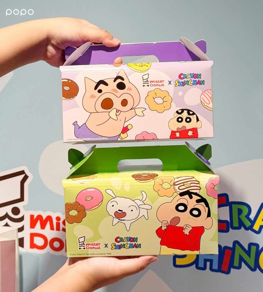Mister Donut跟蠟筆小新聯名了！超可愛「小白甜甜圈&小新波堤」Q到捨不得吃、還有限定購物袋要收！-8
