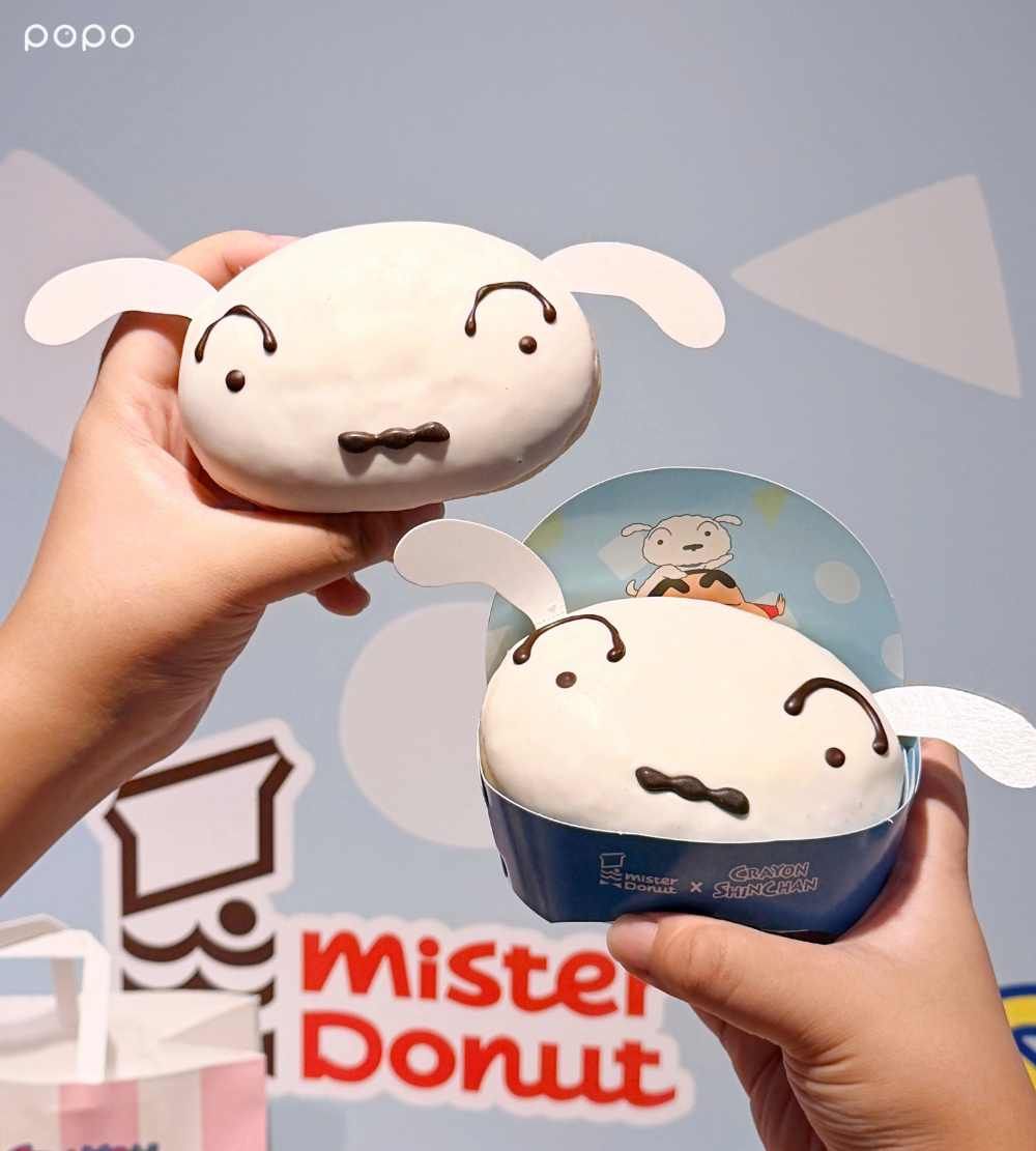 Mister Donut跟蠟筆小新聯名了！超可愛「小白甜甜圈&小新波堤」Q到捨不得吃、還有限定購物袋要收！-4