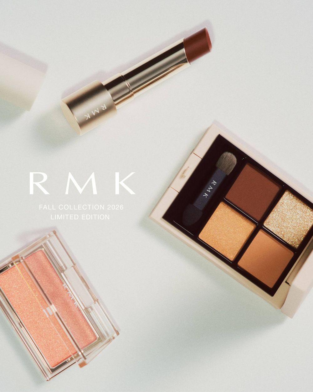 RMK「2026梅田阪急限定彩妝」來了！琥珀眼影盤、玫瑰金腮紅打造秋日內斂高奢妝容，信義A8獨家登場、這波絕對手刀搶！-8