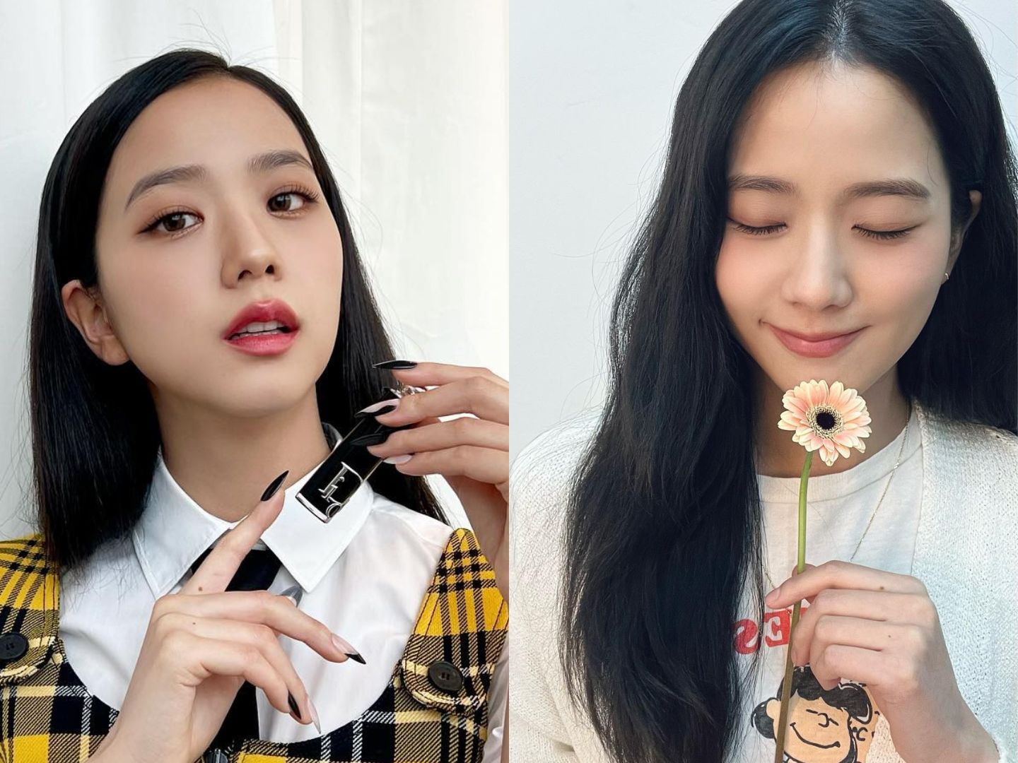 韓國歐膩妝容範本!BLACKPINK JISOO『韓系淡顏初戀妝』暖棕菱角平眉、細閃裸粉下至暈染...,愛用彩妝全公開!-1