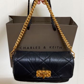 平價版CHANEL19｜小CK黑色菱格金鍊包｜信義購入❤️