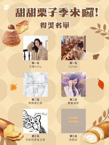 得獎公布｜11月甜甜栗子季得獎名單