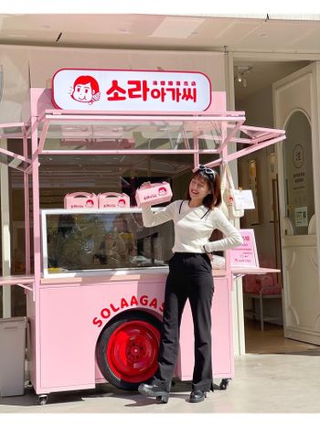 【韓妞必拍🇰🇷】一秒到韓國✈️粉紅餐車～各式口味的海螺捲🐚