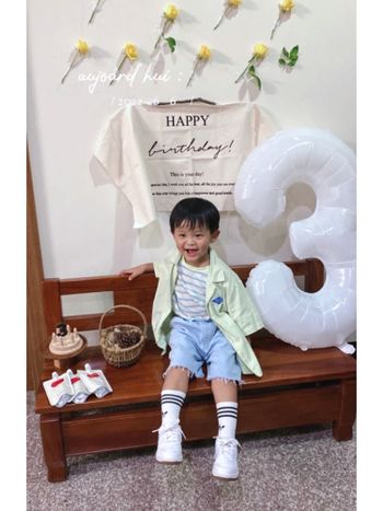3歲生日穿搭｜經典牛仔短褲+牛油果綠😌穿出清爽的感覺