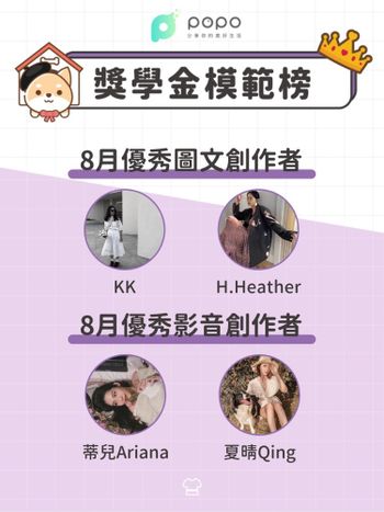穿搭創作者｜8月獎學金模範榜單🎊💖