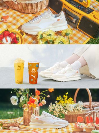 PUMA x MACU麻古茶坊跨界聯名手搖飲『香橙Q豹』必喝！爆款球鞋奶蓋橘同步開賣！