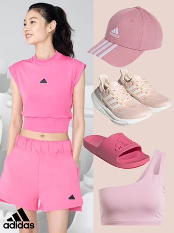 2023女生運動服推薦！adidas芭比粉系列「套裝、背心、T恤」想整套包回家！