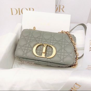 【Dior 小碼 Caro Cannage 石灰色】