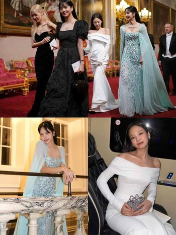 BLACKPINK四公主合體出席英國白金漢宮晚宴！Jisoo、Lisa夢幻禮服包包來自這些品牌！