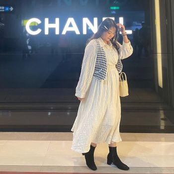 |ootd|絕美壓紋長版洋裝