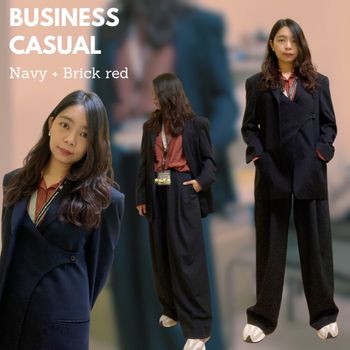 Business casual in Autumn 🍁 Navy + Brick red