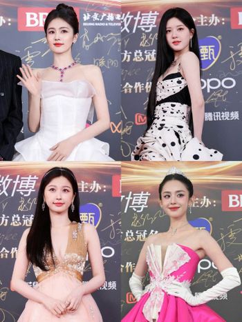 2024微博之夜出席女星紅毯造型直擊！95小花趙露思斑點裝超吸睛，古力娜扎cos選美小姐，白鹿獲全網好評！