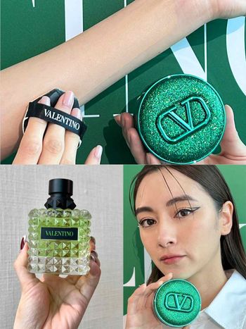 2024最美氣墊粉餅！小紅書超紅Valentino「閃耀綠氣墊」，奢華寶石綠刺繡工藝，宛若行走的高定禮服！
