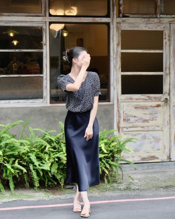 lady緞面魚尾裙～連假法式風情穿搭