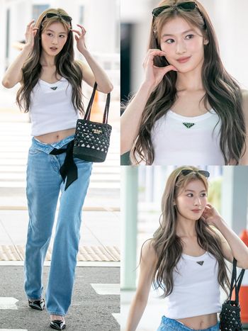 TWICE Sana機場生圖，結實川字腹肌＋九頭身大長腿！曾胖到69kg現變身「人間PRADA」！