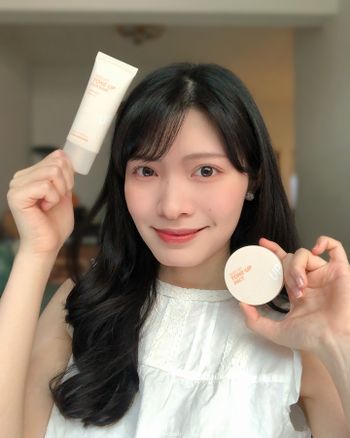☁️🍬’s I‘M MEME 全新修膚妝前乳X柔焦蜜粉餅 with 水光唇釉｜小資族的簡易底妝🧡 