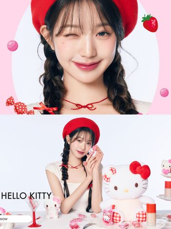 張員瑛化身凱蒂貓！AMUSE x HELLO KITTY史上最夢幻聯名彩妝，寶寶唇釉、果汁唇釉、手機唇頰霜..可愛瘋了！