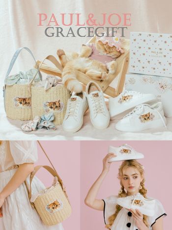 可愛炸天！Grace Gift聯名PAUL & JOE「貓貓水桶包、小白鞋」錢包瞬間投降！