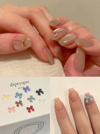 2024蝴蝶結美甲圖鑑！知性線條風、奢華千金風、緞帶芭蕾風...，韓國女生最喜歡「這款」！