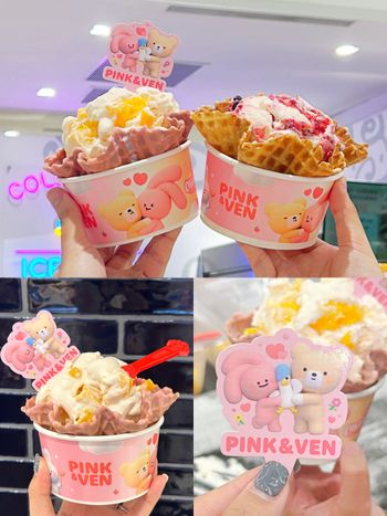 連三天買一送一！COLDSTONE聯名韓國PINK&VEN大耳兔熊熊包裝可愛瘋、聯名口味「桃芒密語」必吃！
