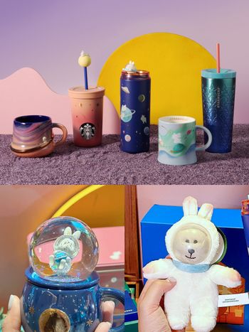 星巴克2024中秋限定周邊可愛翻！玉兔小熊吊飾、太空玉兔水晶球馬克杯⋯全部都想買！