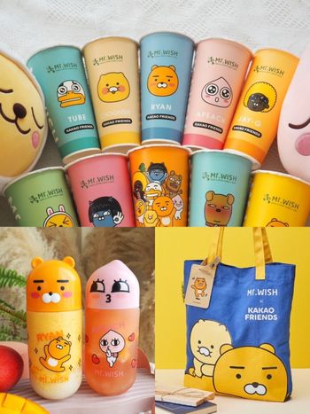 Mr.Wish和韓妞最愛的萊恩聯名啦！Kakao Friends芒果、蜜桃手搖飲超爆消暑，Q翻帆布袋周邊必買！
