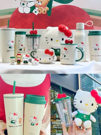 台灣也買得到！星巴克Hello Kitty「貓臉馬克杯、蝴蝶結水杯」這天開賣！滿額再送小熊杯緣子！