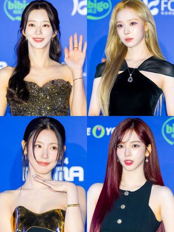 2024MAMA紅毯女神直擊！Karina、Winter「黑洋裝＋亮髮色」艷冠群芳、薇娟黃金馬甲，也太性感！