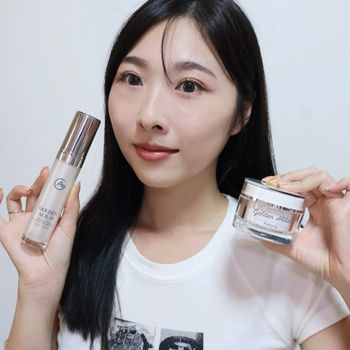 對自己好一點！皮膚真的好穩定💓 |GOLDEN ALILAI 全效藍銅肌活精華＋晶礦光采潔顏霜  