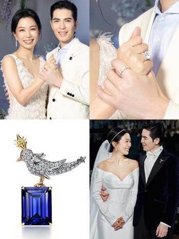 蕭敬騰世紀婚禮太狂！13.33克拉千萬婚戒、Tiffany珠寶配婚紗新娘美到在發光！
