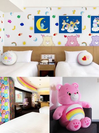 2025東京住宿推薦！「Care Bears聯名主題房」彩色熊熊牆可愛發瘋、限定白色小熊只有這買得到！