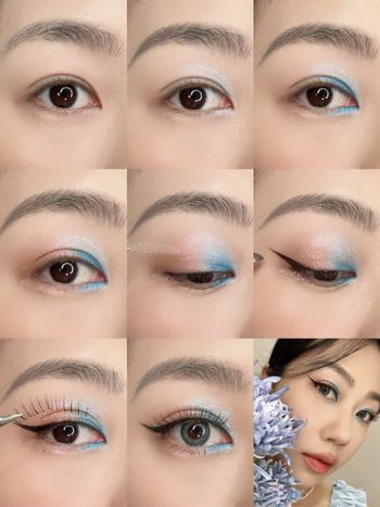 🩵💙🪼🦋🦩🐦‍🔥🌸💗九宮格眼妝教學