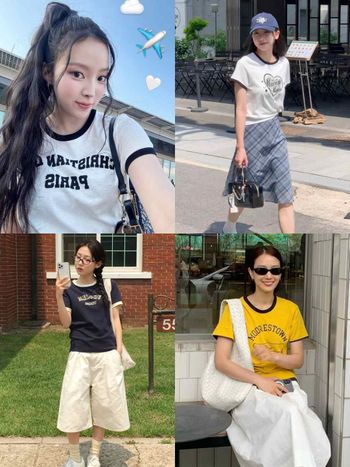 白T退位！今夏最夯「滾邊T恤」穿搭法則！印花款一穿年輕好幾歲、韓妞最愛搭配工裝褲！