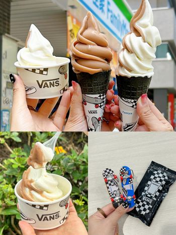 全家霜淇淋跟VANS聯名了！超消暑「滑爆可樂霜淇淋+黑色鬆餅格甜筒」太欠吃、還有Q翻滑板吊飾要買！