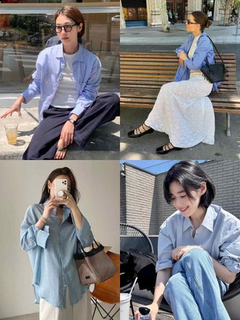韓妞不藏私！2025春夏必學「藍色襯衫」六大穿搭指南！搭配白色＋牛仔褲...清爽最高級！