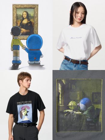羅浮宮版本UNIQLO哆啦A夢T恤來了！和大雄牽手看《蒙娜麗莎》、竹蜻蜓星空剪影...粉絲直接瘋掉！
