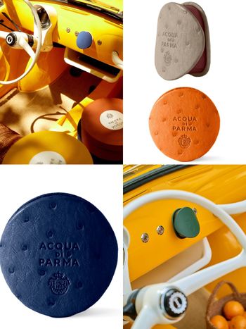 精品車用香氛推薦！Acqua di Parma「車用擴香皮套」全新夏季限量色上市，買鴕鳥皮套送千元香氛膠囊！