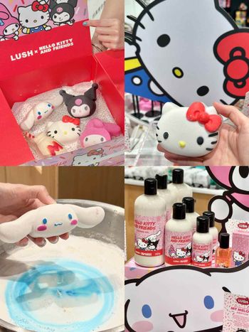 可愛到發瘋瘋！全網敲碗LUSH x 三麗鷗聯名上市，Hello Kitty、庫洛米汽泡彈...，大耳狗肉桂捲香氣太誘人！