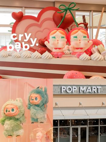 華泰名品城也有泡泡瑪特了！超巨大櫻桃CRYBABY蛋糕打卡點太好拍、社群瘋搶「彩色LABUBU」同步開賣！