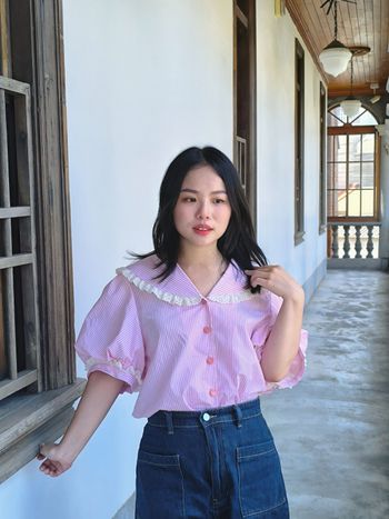 法式粉紅佳人穿搭-夏末來點輕法式休閒風格