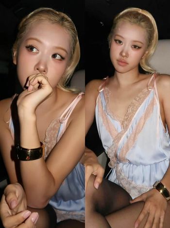 Rosé再度封神YSL大秀！「藍色蕾絲＋黑絲襪」化身睡衣系女神，俏皮性感全場目光都在她身上！
