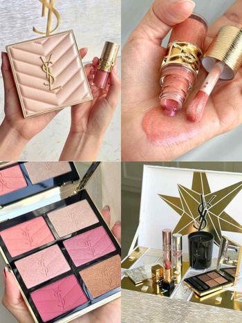 2025最想收藏聖誕彩妝！YSL限量奢金流星系列「嫩唇凍、四色眼影、情挑誘光」換上華麗流金外殼，粉皮革頰彩盤首次登場！