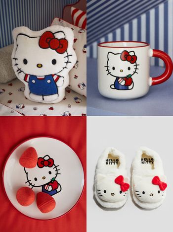 H&M跟Hello Kitty聯名推家居小物！超可愛「凱蒂貓馬克杯、Kitty絨毛抱枕」全都太想買！