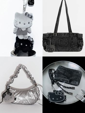 脆上爆紅！Robinmay推出碳黑版Hello Kitty聯名！水洗牛仔包、百元凱蒂貓吊飾賣到缺貨！