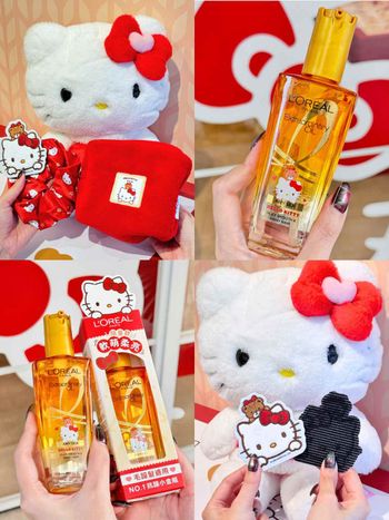 HELLO KITTY狂粉錢包請預備！巴黎萊雅髮油史上最萌「抗躁小金瓶」聯名降臨，滿額贈凱蒂貓髮圈、髮夾！