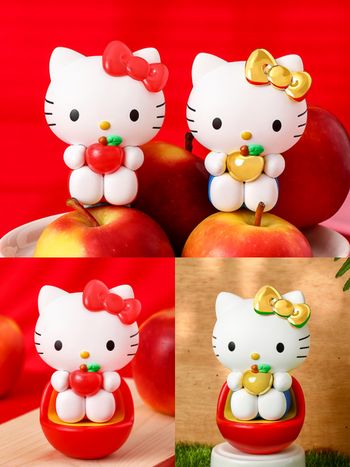 史上最萌招福小物！「Hello Kitty平平安安公仔」凱蒂貓+蘋果座椅可愛翻、巷口7-11就買得到！