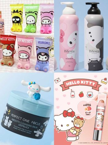 日本10款可愛聯名美妝2025回顧！大耳狗去毛孔卸妝膏、三麗鷗盲盒護手霜、KITTY電熱睫毛夾，收藏控直接淪陷！